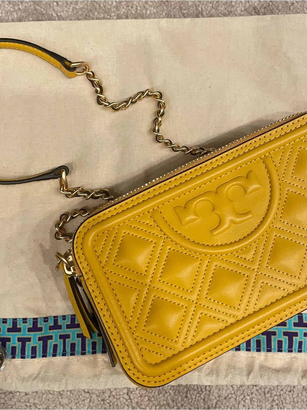 Tory Burch Double Zip Mini Flemming in golden crest